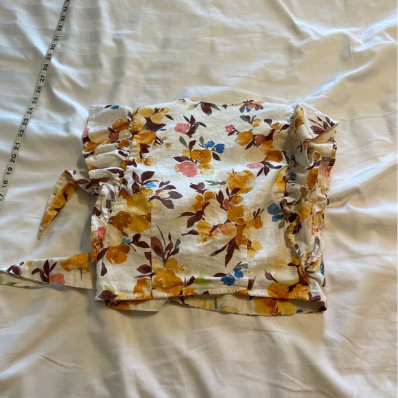 Abercrombie Tie-Front Linen-Blend Set Top Orange Floral Size S NWOT - Picture 3 of 3